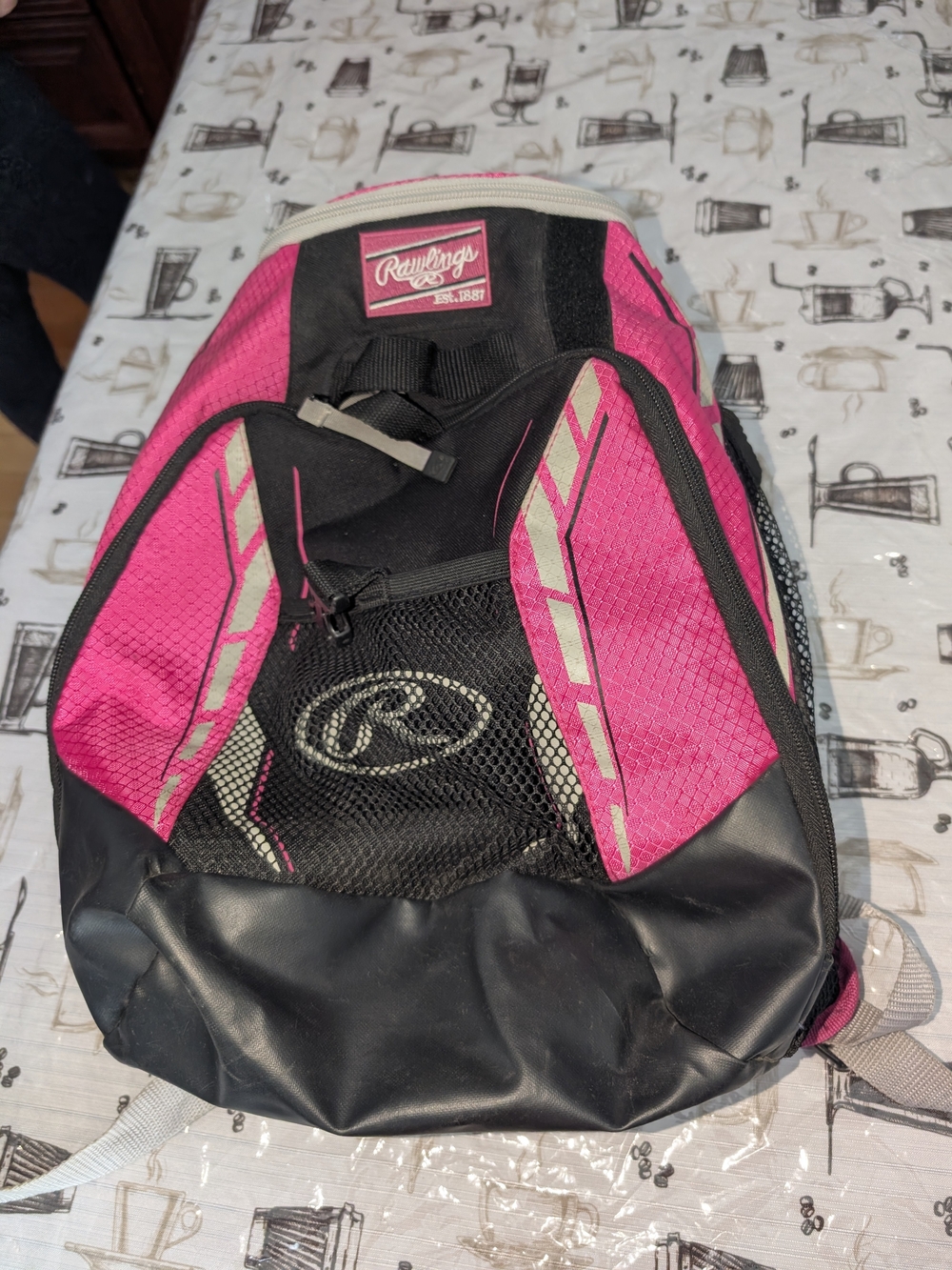 Rawlings Pink and Black Athletic Backpack with Mesh Front